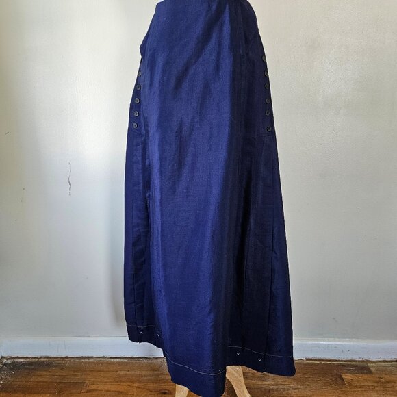 Antique Edwardian 1900s Navy Blue Wool Walking Hobble Skirt Titanic M *FLAWS* - Picture 1 of 11